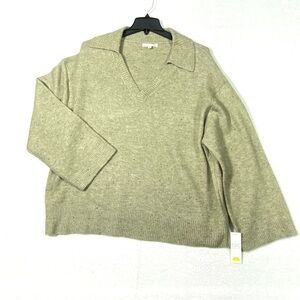C&C California Johnny Collar Sweater Women's 2X Sage Taupe Oversized Cozy NWT
